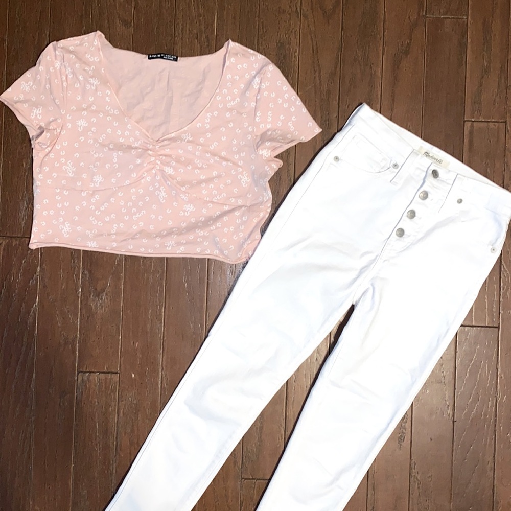 Madewell 10" High-Rise Skinny Crop Jeans Pure White: Button-Front sz 26